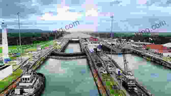 Aerial View Of The Panama Canal, With Ships Navigating The Narrow Waterway Between The Atlantic And Pacific Oceans ADVENTURE TRAVEL: 303 FULL COLOUR PHOTOS KENYA UGANDA CHILE ARGENTINA INDONESIA MYANMAR PANAMA BIRDING ALL IN A TINY TENT