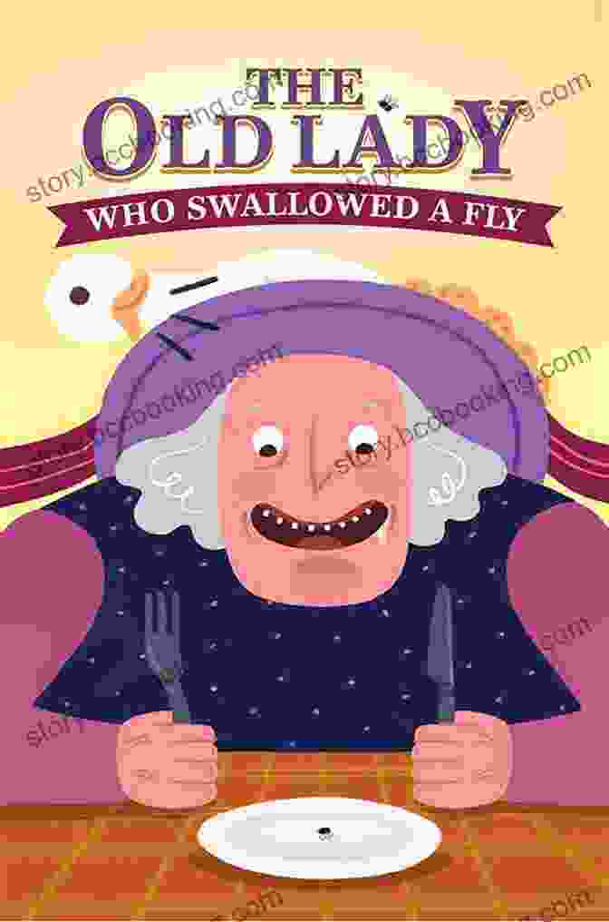 An Illustration Of An Old Lady Swallowing Fly Guy The Fly, With Fly Guy Inside Her Stomach There Was An Old Lady Who Swallowed Fly Guy (Fly Guy #4)