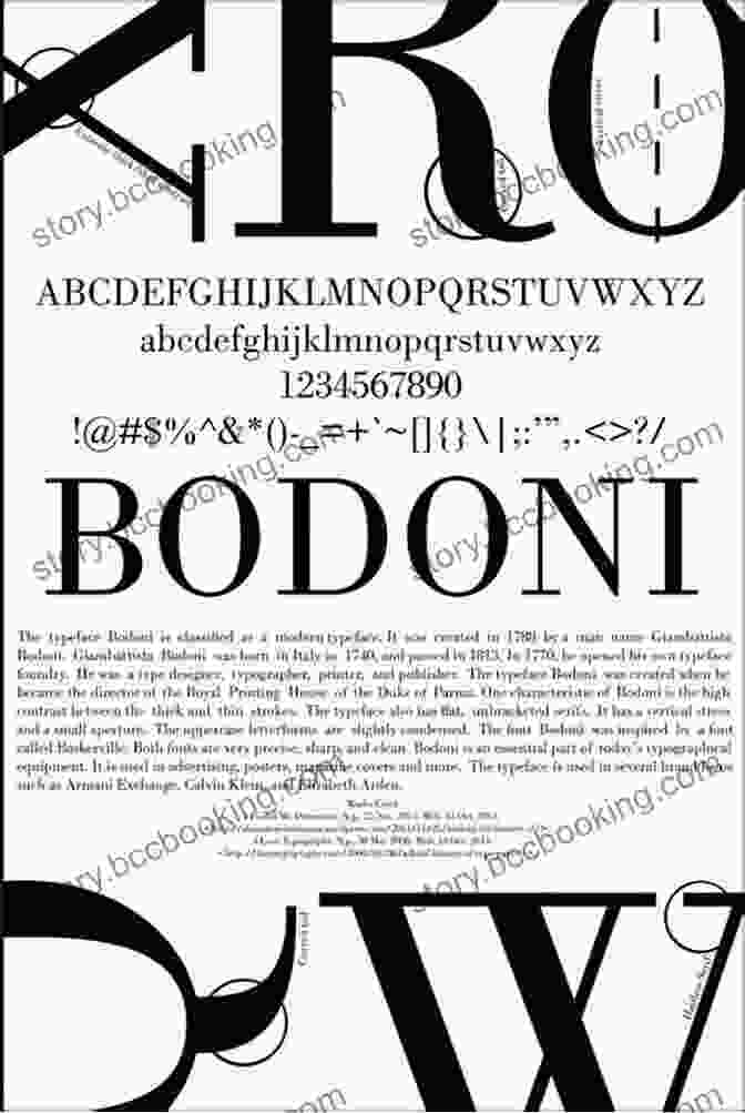 Bodoni Typeface With Sharp Contrasts And Dramatic Serifs The Anatomy Of Type: A Graphic Guide To 100 Typefaces