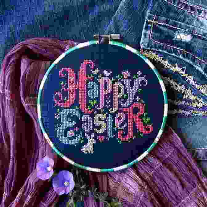Completed Happy Easter Cross Stitch Artwork Framed And Displayed In A Home Happy Easter Cross Stitch Chart/ Pattern: Cross Stitch Design Suitable For Making Eatser Cards/ Putting In Frames