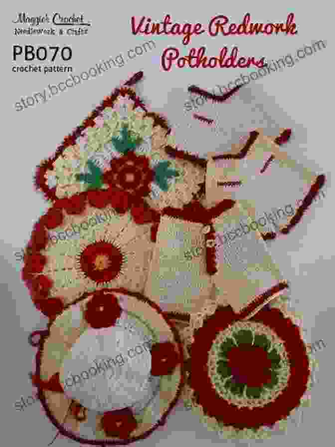 Crochet Pattern Vintage Redwork Potholders Pb070 Crochet Pattern Vintage Redwork Potholders PB070 R
