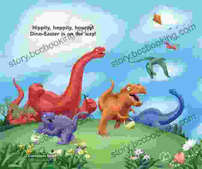 Dino Easter Book Cover Featuring A Group Of Dinosaurs Celebrating Easter With Eggs And Baskets Dino Easter (Dino Holidays) Lisa Wheeler