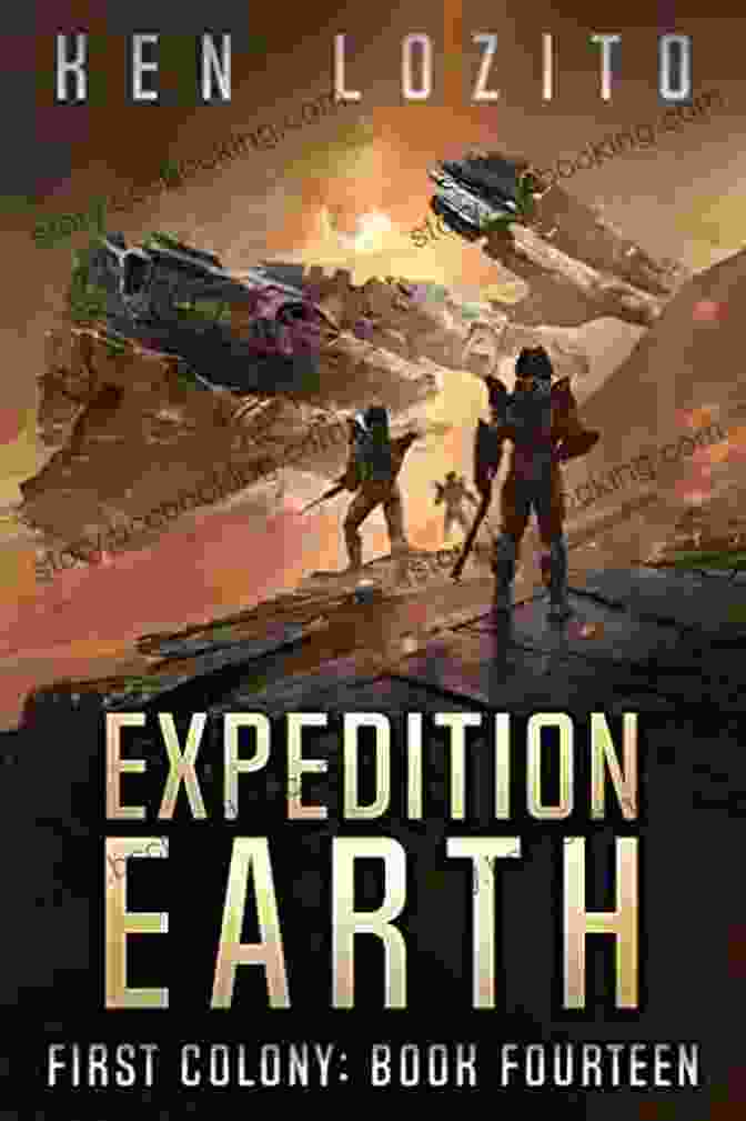 Earth Colony Book Cover Featuring A Group Of Astronauts Standing On A Distant Planet Earth (COLONY 6) Richard F Weyand