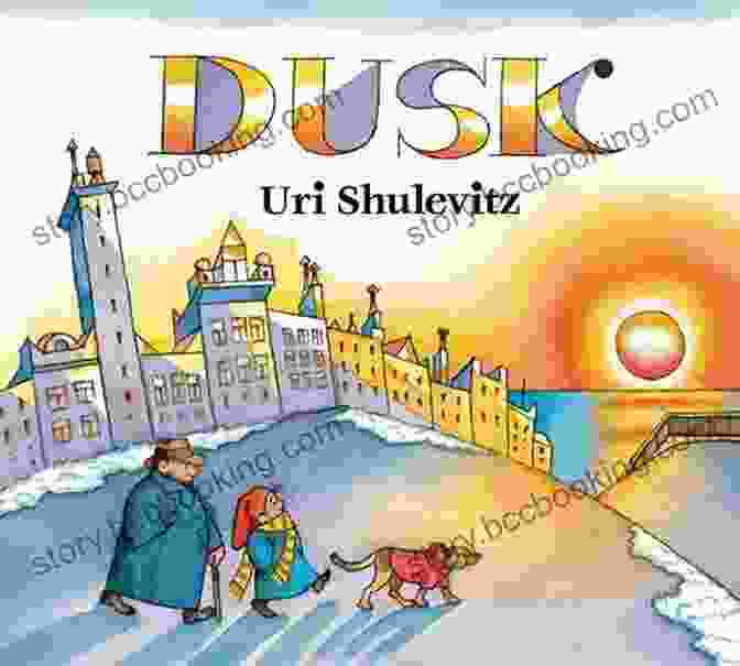 Full Page Illustration From 'Dusk' By Uri Shulevitz, Depicting A Boy And His Dog Sitting On A Hilltop Overlooking The Sunset Dusk Uri Shulevitz