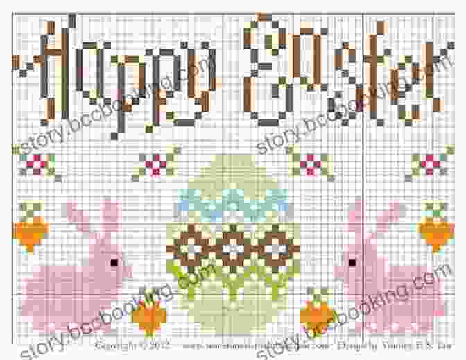 Happy Easter Cross Stitch Chart Pattern Featuring Easter Bunnies, Easter Eggs, And Spring Flowers Happy Easter Cross Stitch Chart/ Pattern: Cross Stitch Design Suitable For Making Eatser Cards/ Putting In Frames