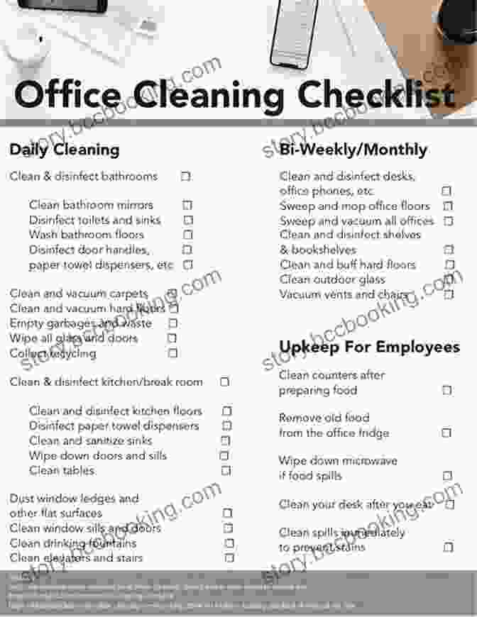 Image Of A Desk With A Cleaning Checklist 50 Things To Know To Be Organized At Work (50 Things To Know About Cleaning: Declutter Organize Downsize)