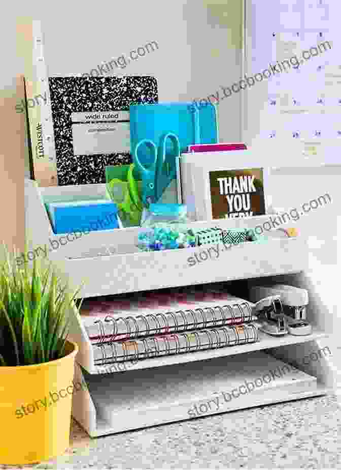 Image Of A Desk With Designated Areas For Different Items 50 Things To Know To Be Organized At Work (50 Things To Know About Cleaning: Declutter Organize Downsize)