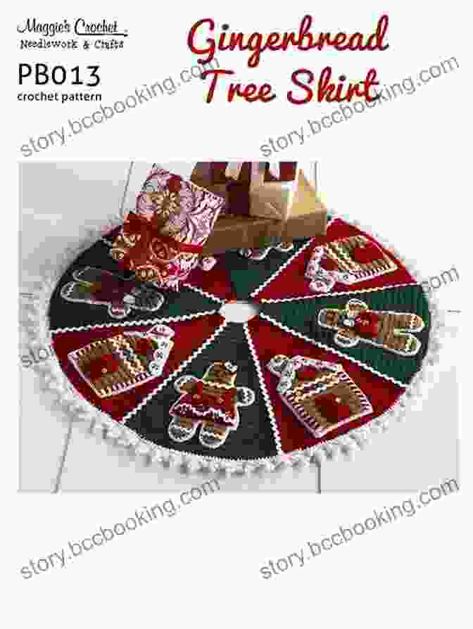Image Of The Crochet Pattern Bread Tree Skirt Pb013 Displayed Beneath A Beautifully Decorated Christmas Tree Crochet Pattern G Bread Tree Skirt PB013 R