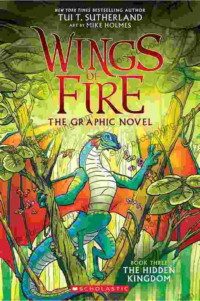 Wings Of Fire Three: The Hidden Kingdom Cover Showing Tsunami, A Blue Dragonet With A Fiery Red Crest, Soaring Through The Sky. Wings Of Fire Three: The Hidden Kingdom